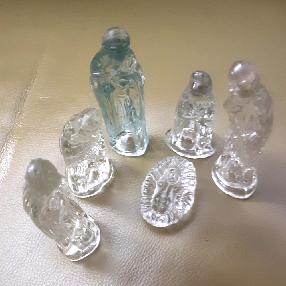 Windsor Collection Clear Glass Nativity Scene 6 Piece - Vtg